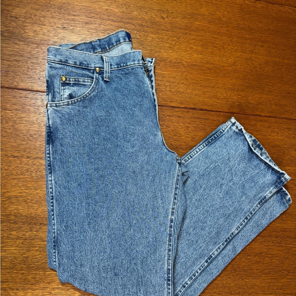 Vintage Wrangler Straight Leg Denim Jeans Light Blue Regular Fit Logo